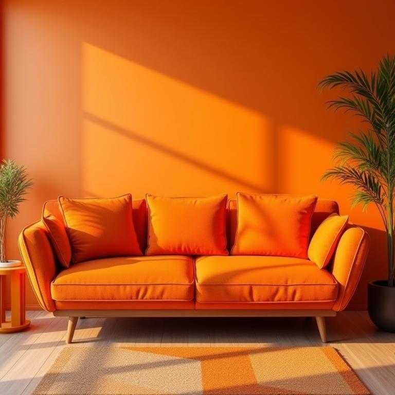 Designer orange retro-style sofa