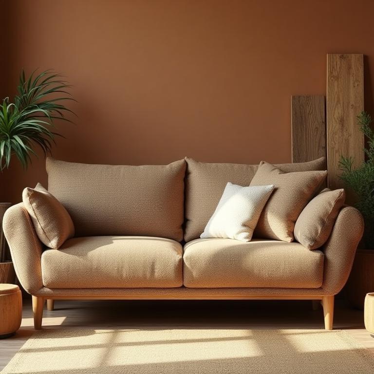 Eco-friendly brown tweed handmade sofa