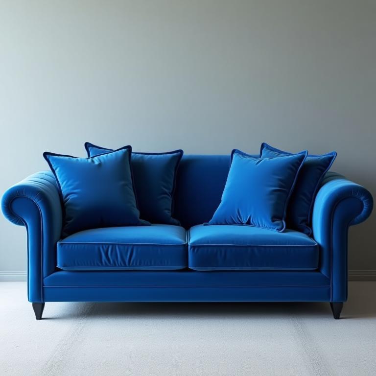 Luxury deep blue velour handmade sofa