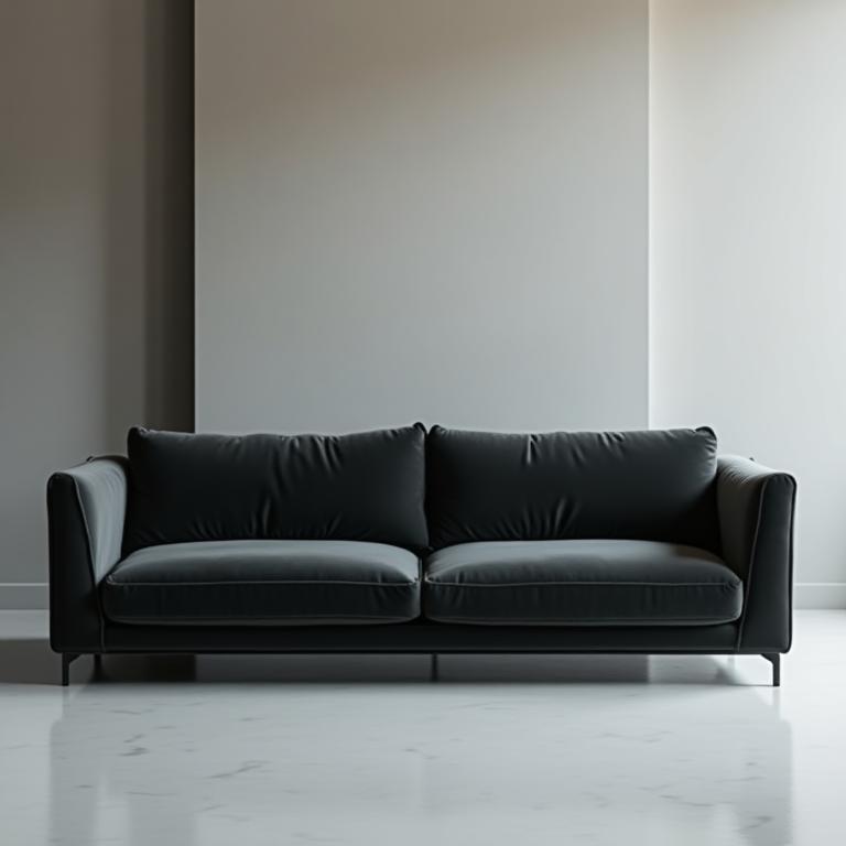 Modern handmade charcoal velvet sofa